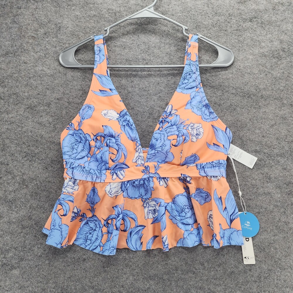 Cupshe Bikini Top Womens 0X Orange Blue Floral